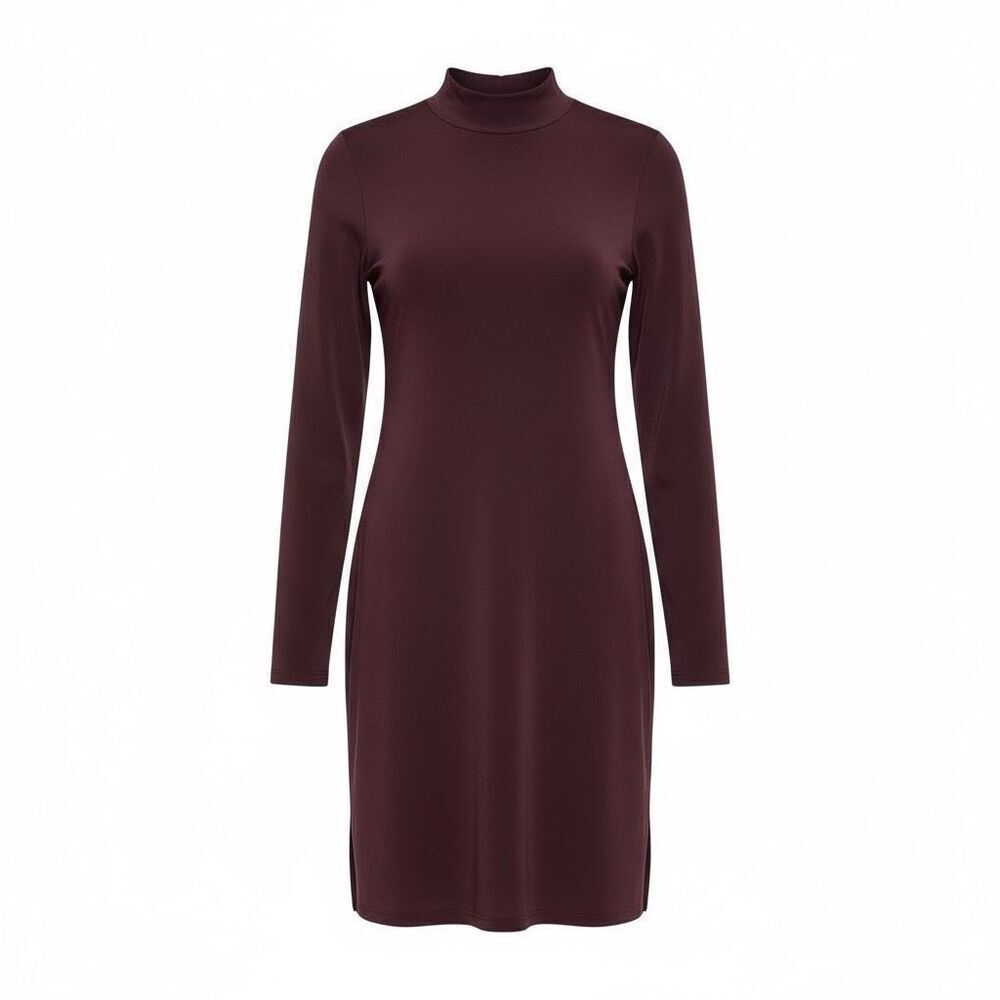 BCBGeneration Turtleneck Long Sleeve Stretch A-Line Mini Dress Burgundy Size XS